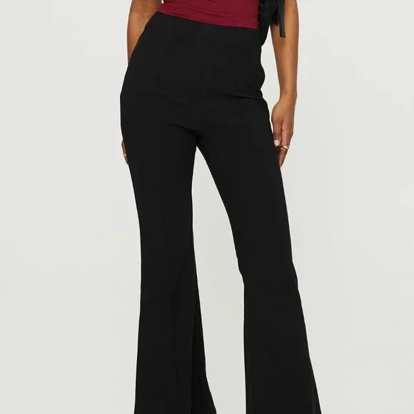 Princess Polly Luner Flared Black Pants - Picture 2 of 10